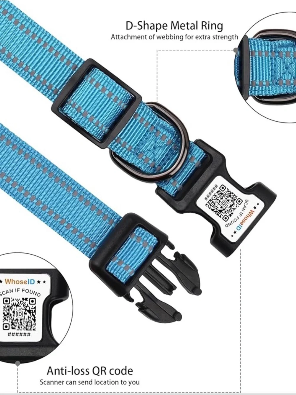smart QR reflective pet collar XS